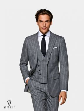 Bộ Suit Xám Kẻ Cao Cấp