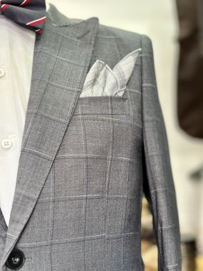 Vest Nam Xám Caro Đậm