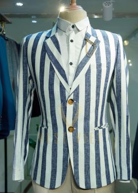 BLAZER XANH SỌC TRẮNG