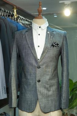 Blazer Xám đắp da